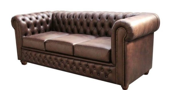 Sofá Chesterfield 3 cuerpos en Cuero Bonded Brown - Imagen 2