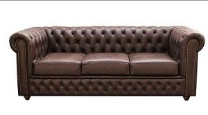 Sofá Chesterfield 3 cuerpos en Cuero Bonded Brown
