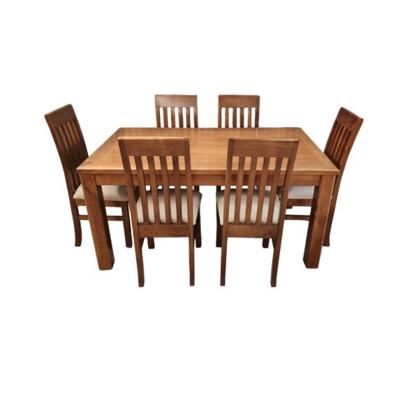 Comedor 6 sillas - Nogal- Tapiz Beige - Imagen 2