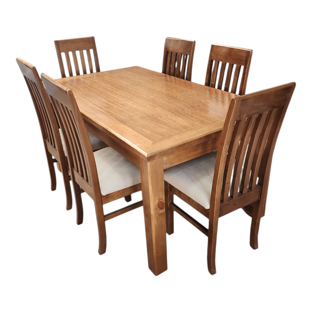Juego de Comedor 6 sillas Italia Nogal-Beige Juego de comedor 6 sillas italia nogal-beige