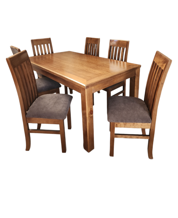 Comedor 6 sillas - Nogal- Tapiz Chocolate - Imagen 2
