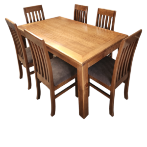 Comedor 6 sillas - Nogal- Tapiz Chocolate