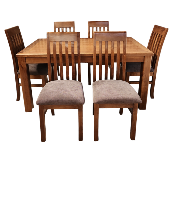 Comedor 6 sillas - Nogal- Tapiz Chocolate - Imagen 3