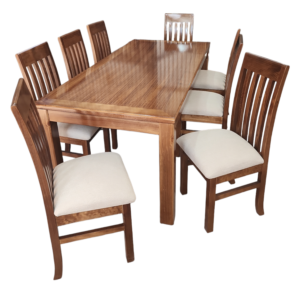Comedor de madera 8 sillas nogal-beige