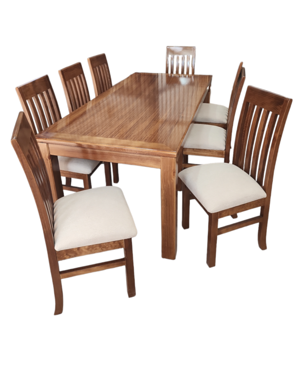 Comedor de madera 8 sillas nogal-beige
