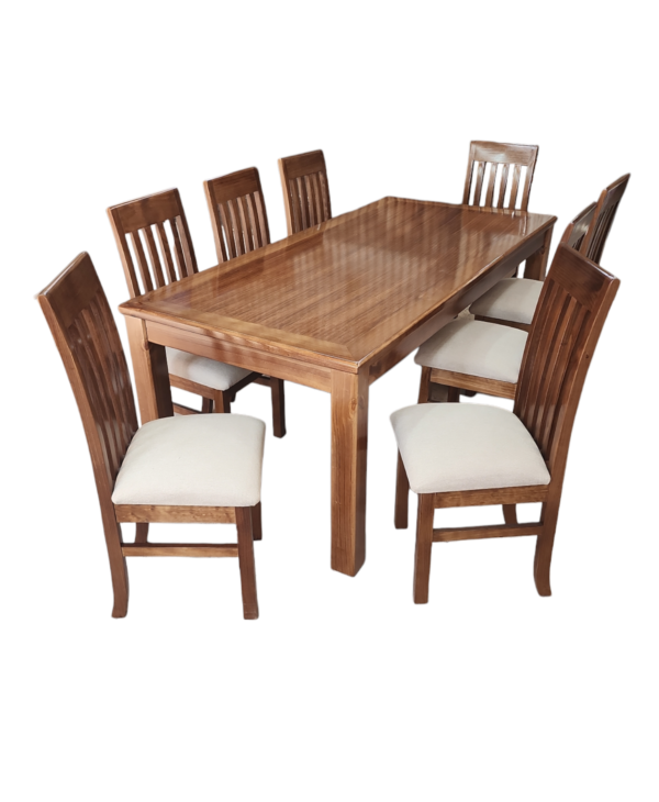 Comedor de madera 8 sillas nogal-beige - Imagen 2