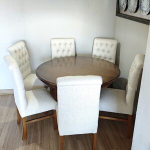 Juego de Comedor Redondo 6 Sillas Tapizadas